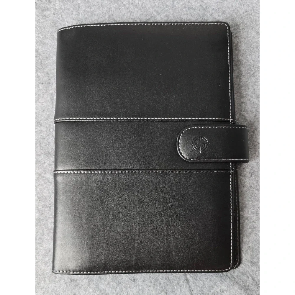 NEW Franklin Covey Black Faux Leather Planner Agenda Magnetic w/ Notepad Refill